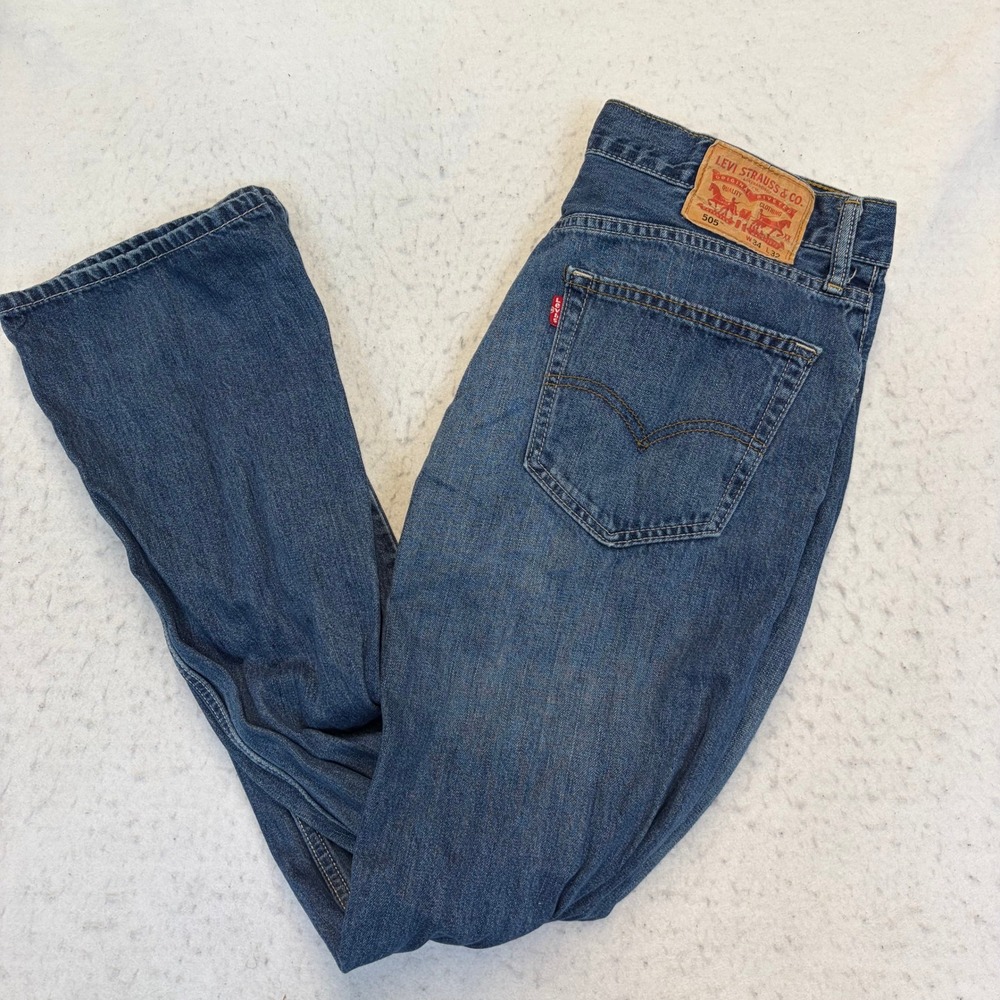 Levi's 505 Jeans Mens 34x32 Blue Straight Fit Denim